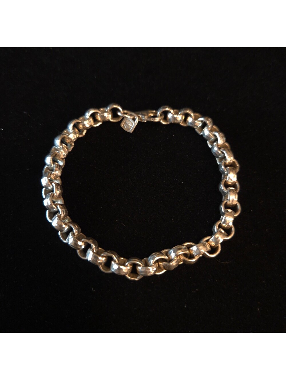 Sterling .999 Silver 5MM Hammered 7 1/2" Rolo Bracelet (Chunky)
